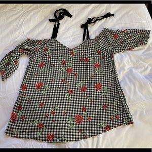 Torrid cold shoulder checkered shirt